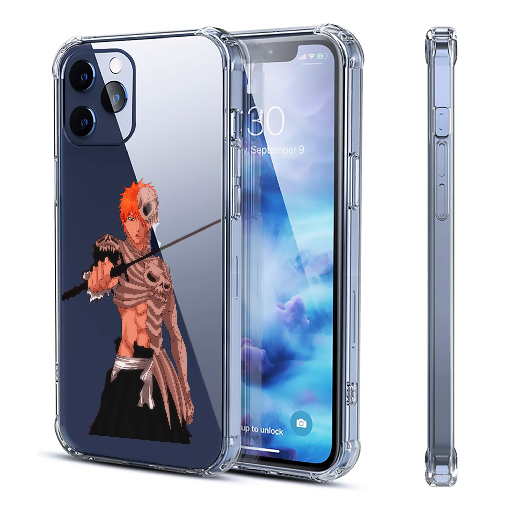（画像用） ブリーチ 黒崎一護（くろさき いちご）BLEACH Kurosaki Ichigo 【iPhone 12シリーズ対応】透明スマホケース（クリアソフトケース）